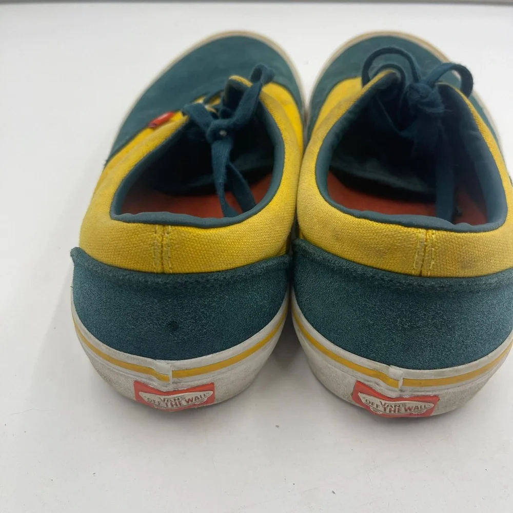 Vans Era Pro Skate Shoes Teal Yellow Suede Canvas Men Size 10.5‎ Low Top